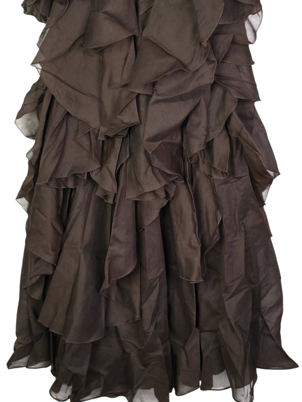 Aje Pandorea Dress Carob Brown Ruffle Rosette Layered Maxi NWT Size AU 10/US 6 - Picture 6 of 11